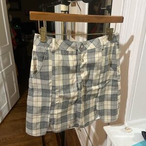 Blue and White Mini Skater Skirt with Cargo Style